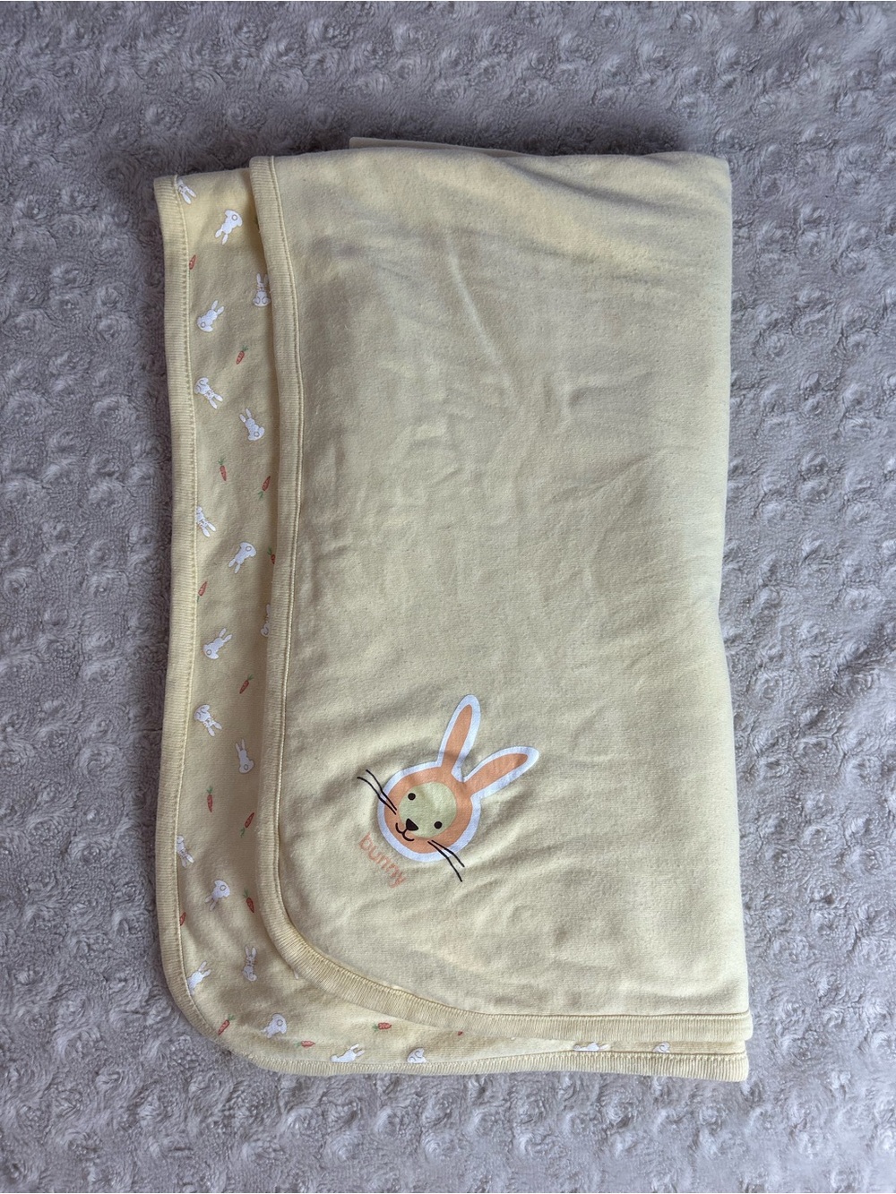 Vintage Baby Gap Factory Store Yellow Bunny Rabbit Blanket Carrots Y2K 2003